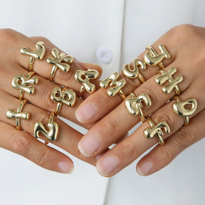 Copper Simple Style Irregular Plating Letter Open Rings