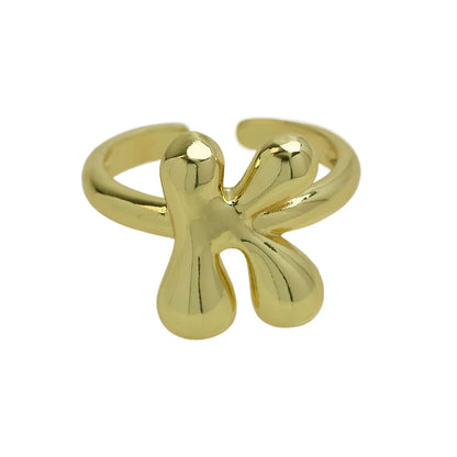 Copper Simple Style Irregular Plating Letter Open Rings