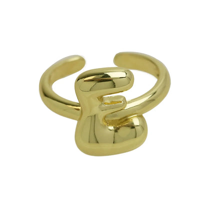 Copper Simple Style Irregular Plating Letter Open Rings