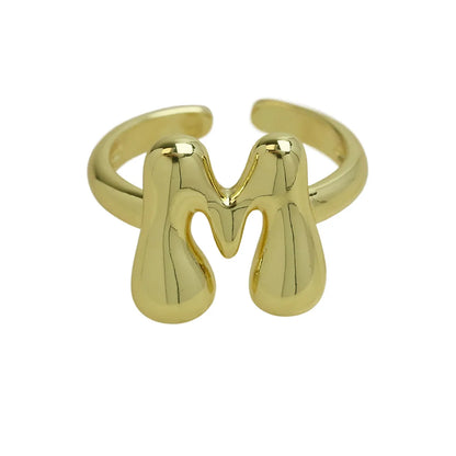 Copper Simple Style Irregular Plating Letter Open Rings