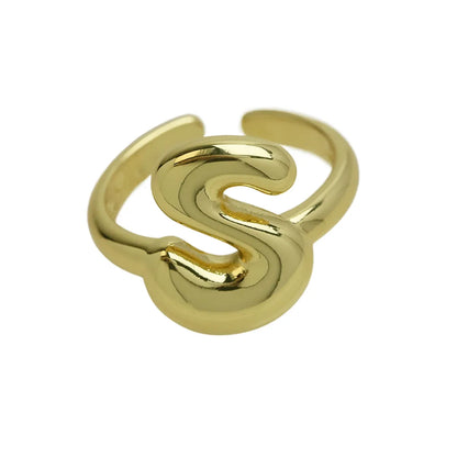 Copper Simple Style Irregular Plating Letter Open Rings