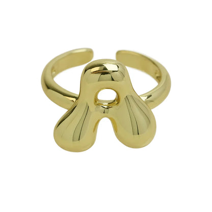 Copper Simple Style Irregular Plating Letter Open Rings