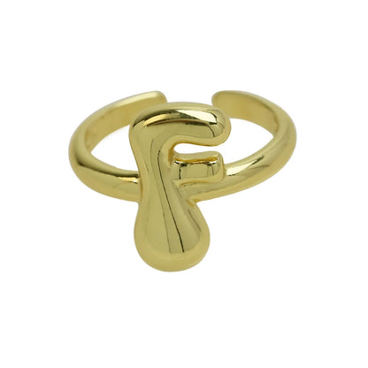 Copper Simple Style Irregular Plating Letter Open Rings