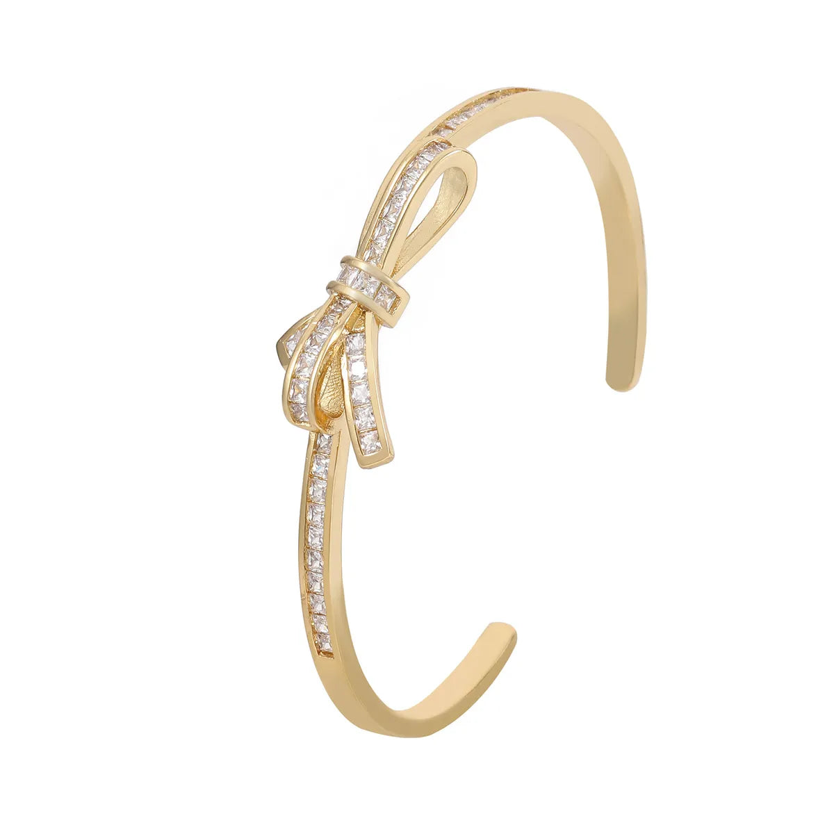 Copper Simple Style Plating Inlay Bow Knot Zircon Bangle