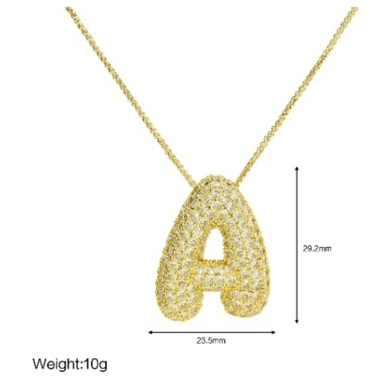 Copper Simple Style Plating Letter Zircon Pendant Necklace