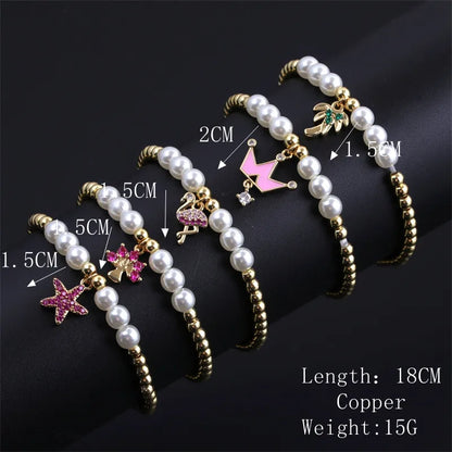 Copper Simple Style Shiny Beaded Inlay Animal Starfish Zircon Bracelets