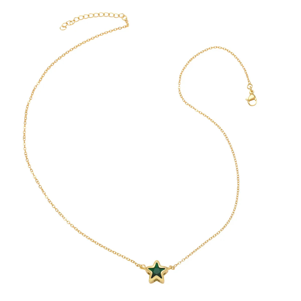 Copper Simple Style Star Plating Inlay Zircon Pendant Necklace