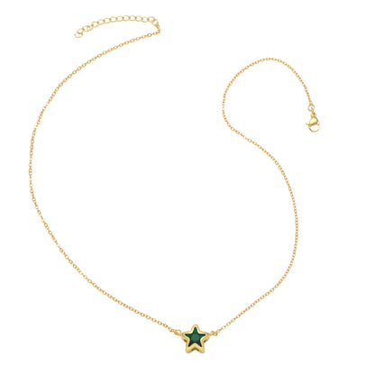 Copper Simple Style Star Plating Inlay Zircon Pendant Necklace