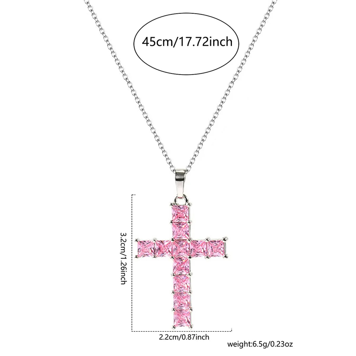 Copper Sweet Cross Inlay Zircon Pendant Necklace