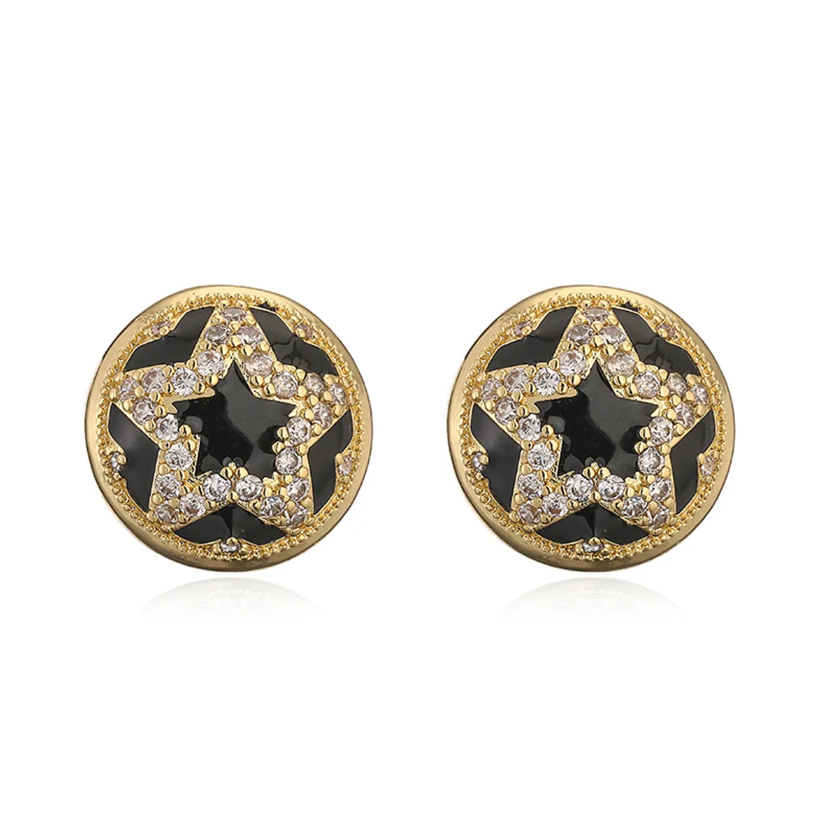 Copper Vintage Style Lady Classic Style Enamel Plating Inlay Round Star Snakeskin Zircon Rings Earrings