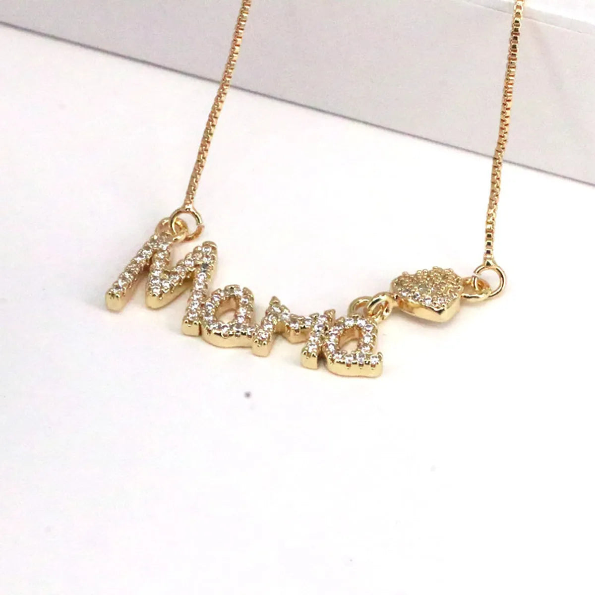 Copper Vintage Style Letter Plating Inlay Zircon Pendant Necklace