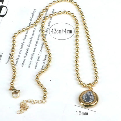 Copper Vintage Style Streetwear Plating Round Copper Pendant Necklace