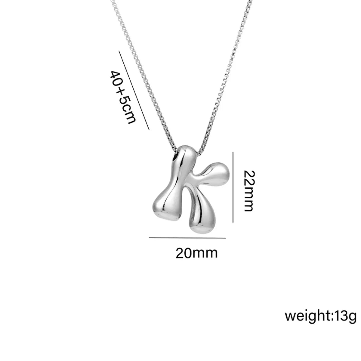 Copper White Gold Plated Basic Plating Letter Pendant Necklace