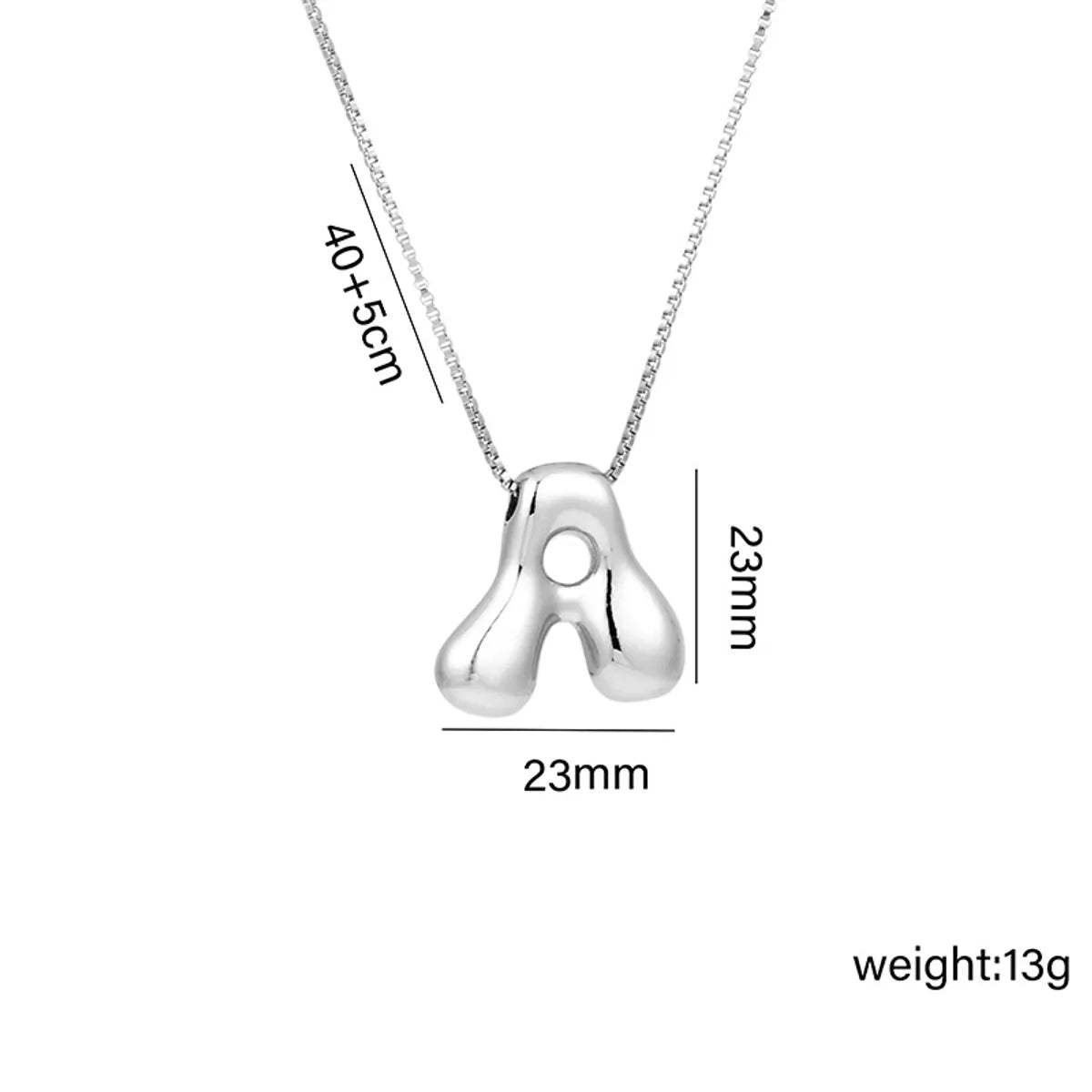 Copper White Gold Plated Basic Plating Letter Pendant Necklace