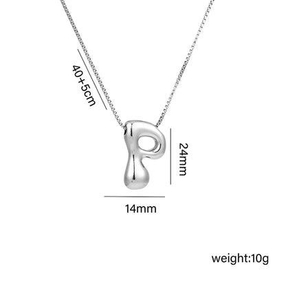 Copper White Gold Plated Basic Plating Letter Pendant Necklace