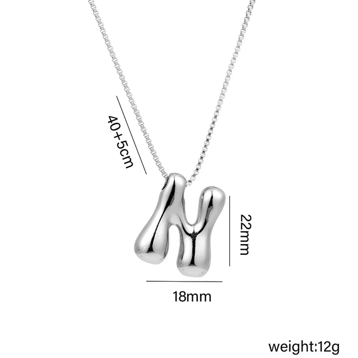 Copper White Gold Plated Basic Plating Letter Pendant Necklace