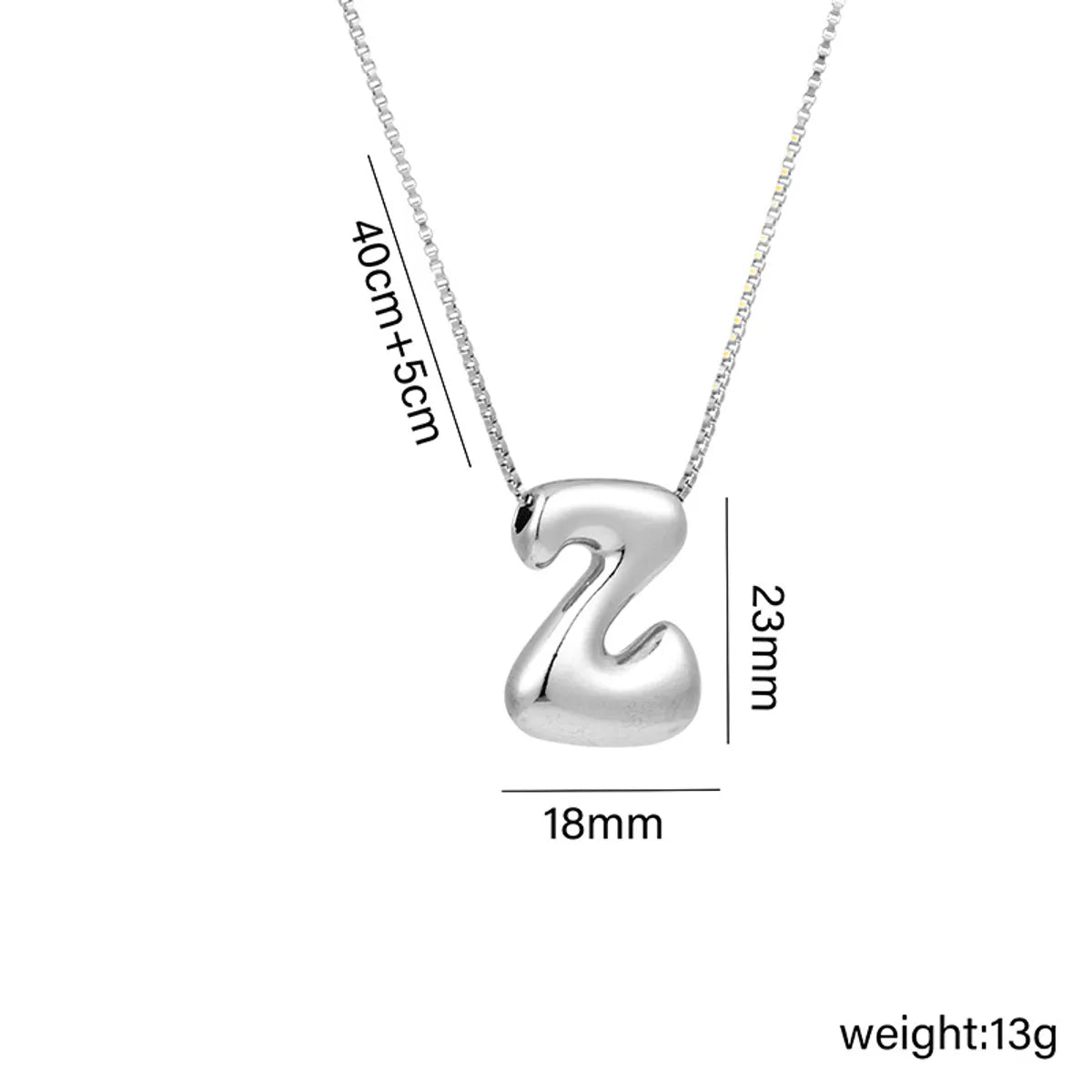 Copper White Gold Plated Basic Plating Letter Pendant Necklace