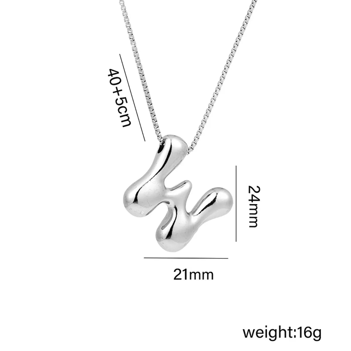 Copper White Gold Plated Basic Plating Letter Pendant Necklace