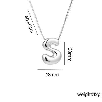 Copper White Gold Plated Basic Plating Letter Pendant Necklace