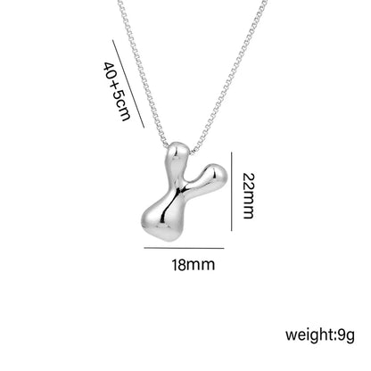 Copper White Gold Plated Basic Plating Letter Pendant Necklace