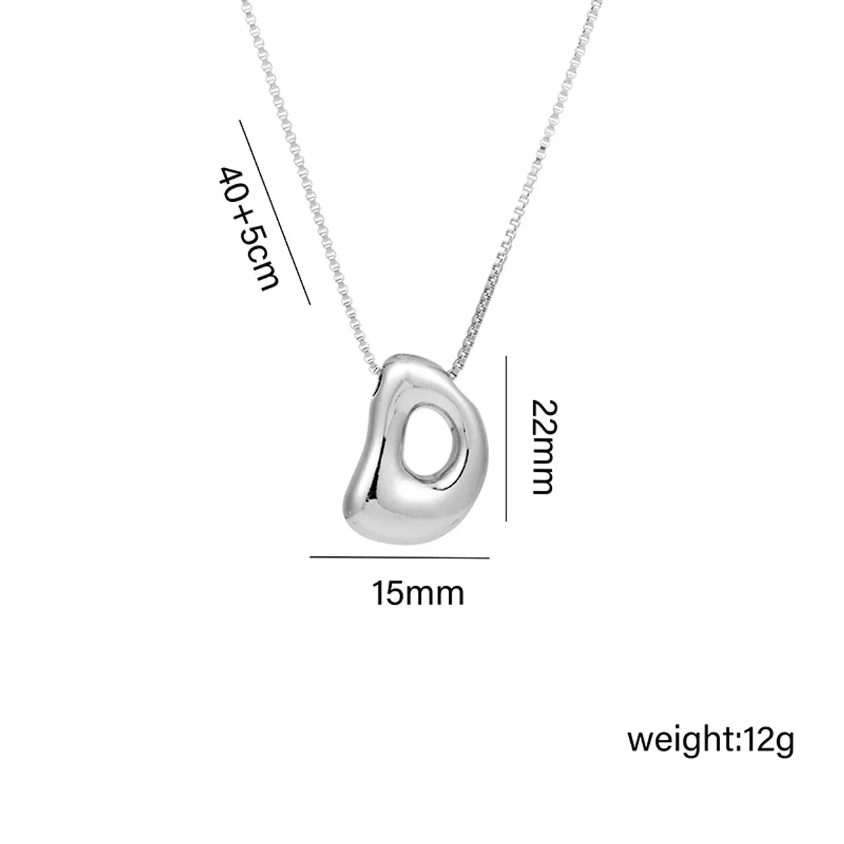 Copper White Gold Plated Basic Plating Letter Pendant Necklace