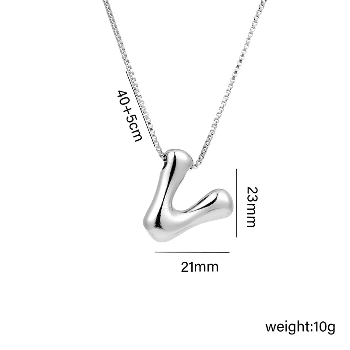 Copper White Gold Plated Basic Plating Letter Pendant Necklace