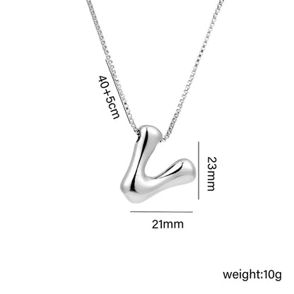 Copper White Gold Plated Basic Plating Letter Pendant Necklace