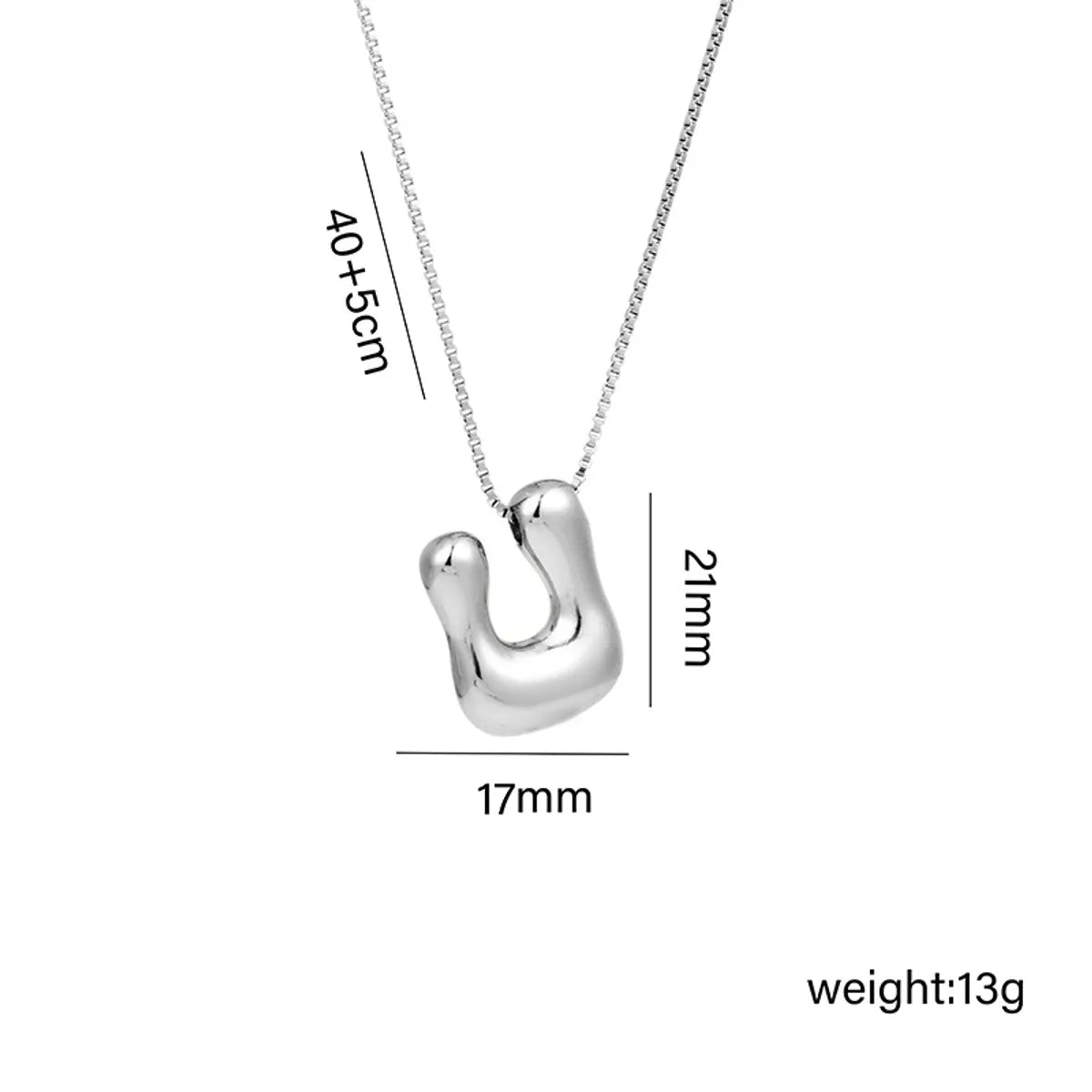 Copper White Gold Plated Basic Plating Letter Pendant Necklace