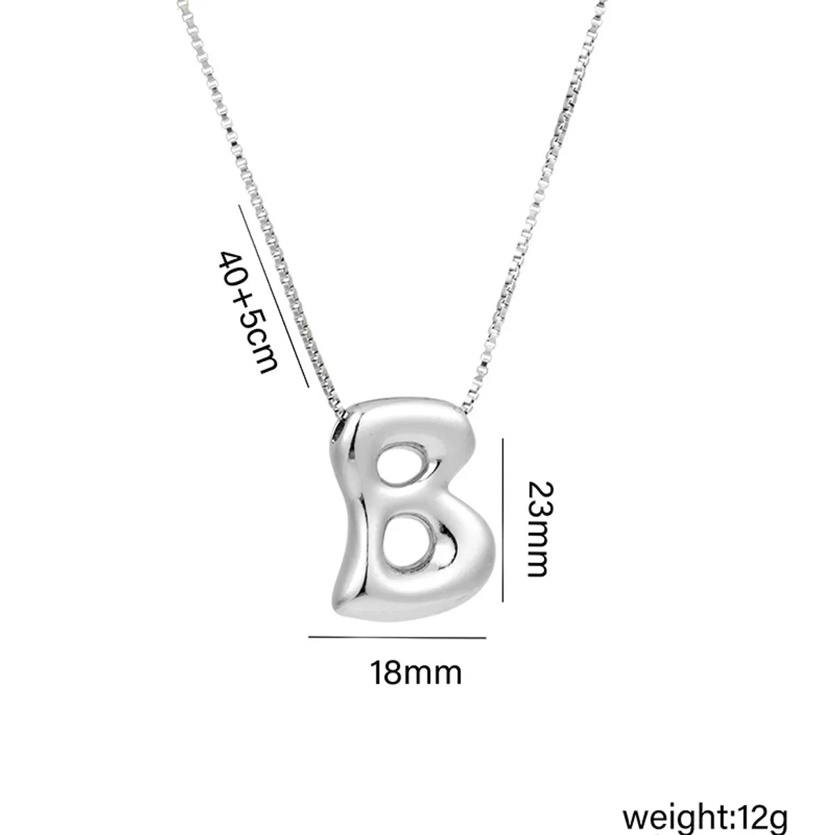 Copper White Gold Plated Basic Plating Letter Pendant Necklace