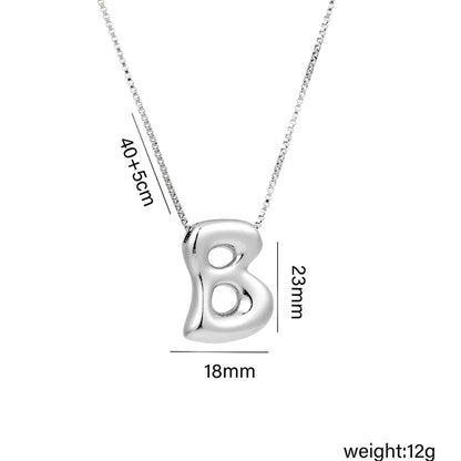 Copper White Gold Plated Basic Plating Letter Pendant Necklace