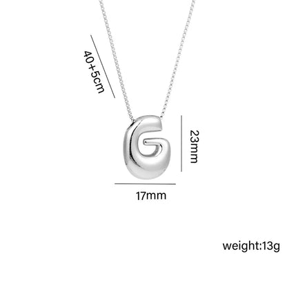 Copper White Gold Plated Basic Plating Letter Pendant Necklace