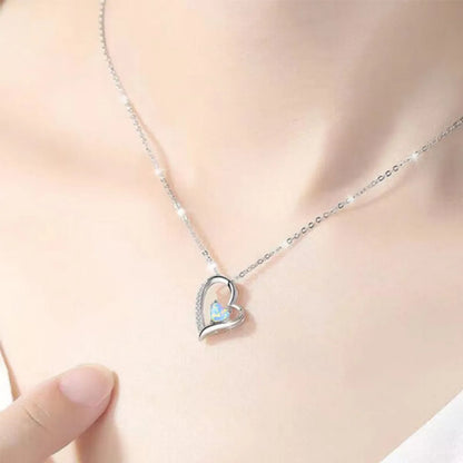 Copper White Gold Plated Elegant Heart Shape Plating Inlay Opal Pendant Necklace