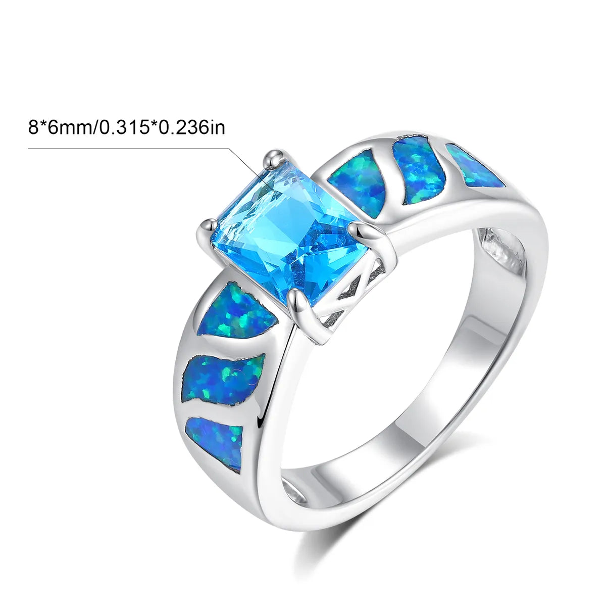 Copper White Gold Plated Gold Plated Plating Inlay Round Opal Zircon Rings