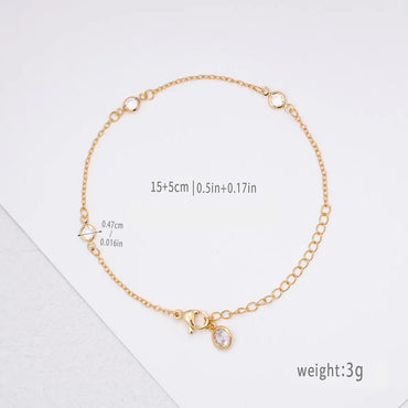 Copper White Gold Plated Gold Plated Simple Style Round Plating Inlay Zircon Bracelets