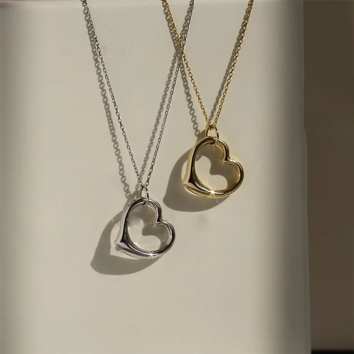 Copper White Gold Plated Gold Plated Simple Style Streetwear Heart Shape Pendant Necklace