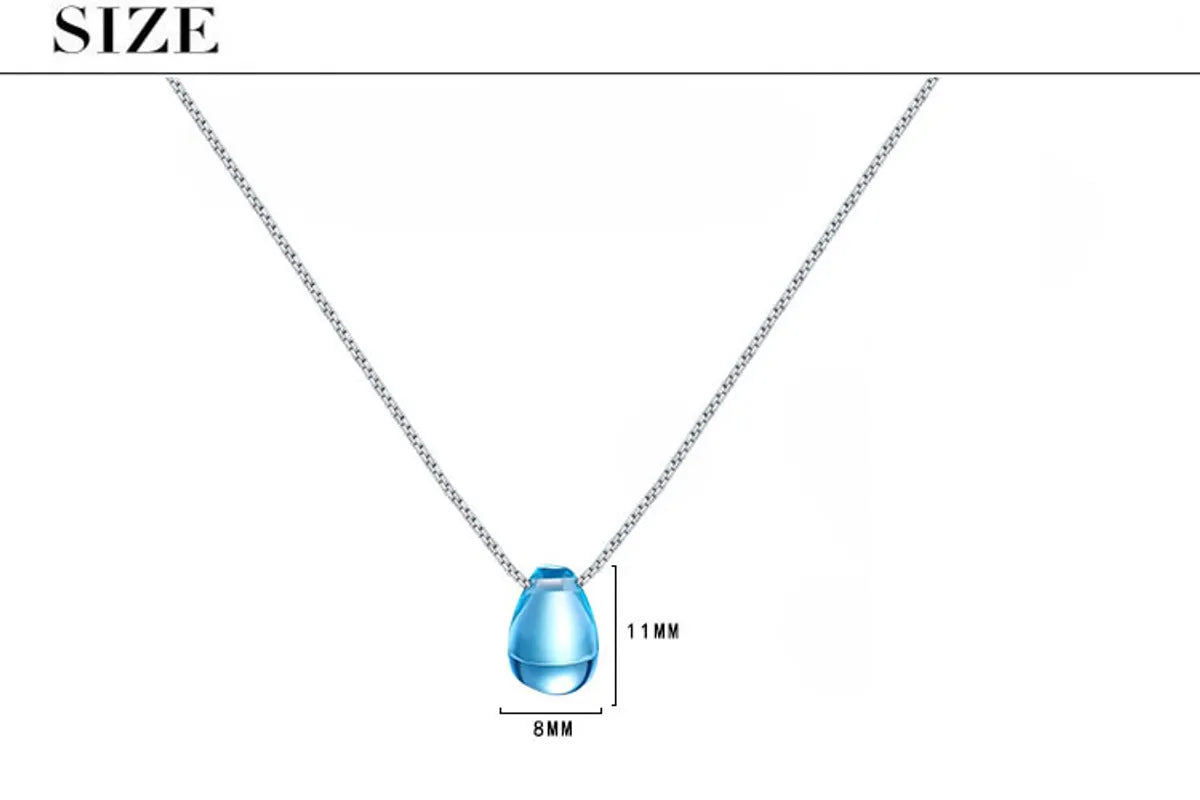 Copper White Gold Plated Simple Style Inlay Water Droplets Artificial Crystal Pendant Necklace