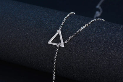 Copper White Gold Plated Simple Style Plating Triangle Geometric Pendant Necklace