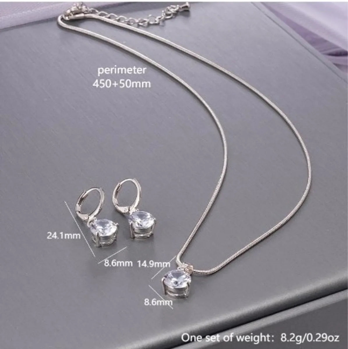 Copper White Gold Plated Simple Style Round Inlay Zircon Jewelry Set