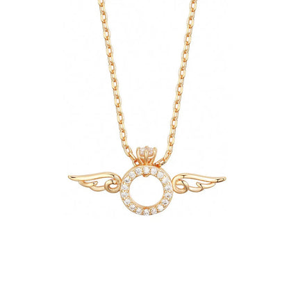 Copper White Gold Plated Simple Style Wings Plating Inlay Zircon Pendant Necklace