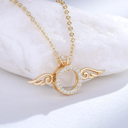 Copper White Gold Plated Simple Style Wings Plating Inlay Zircon Pendant Necklace