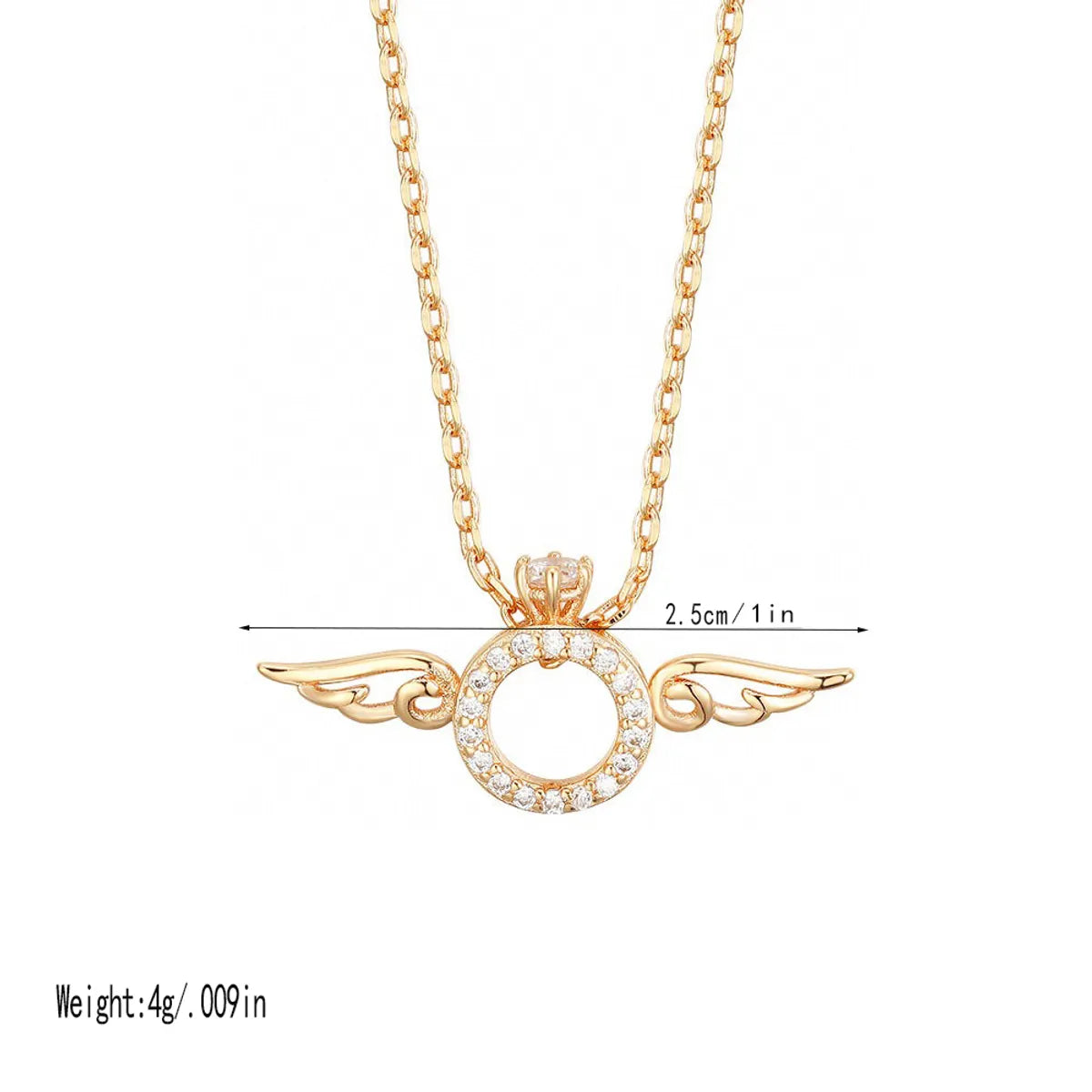 Copper White Gold Plated Simple Style Wings Plating Inlay Zircon Pendant Necklace