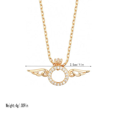 Copper White Gold Plated Simple Style Wings Plating Inlay Zircon Pendant Necklace