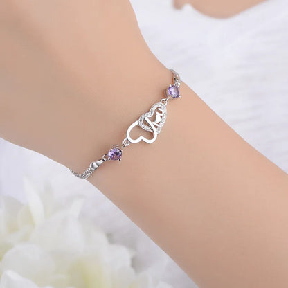 Copper White Gold Plated Sweet Heart Shape Bracelets