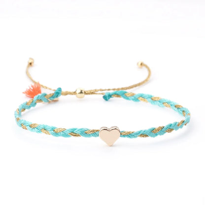 Cotton Rope Copper Simple Style Classic Style Commute Heart Shape Drawstring Bracelets