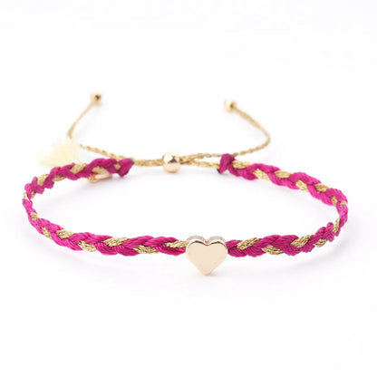 Cotton Rope Copper Simple Style Classic Style Commute Heart Shape Drawstring Bracelets