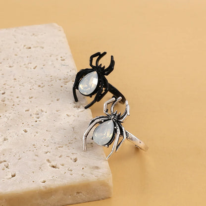 Gothic Spider Alloy Plating Rhinestones Couple Ring