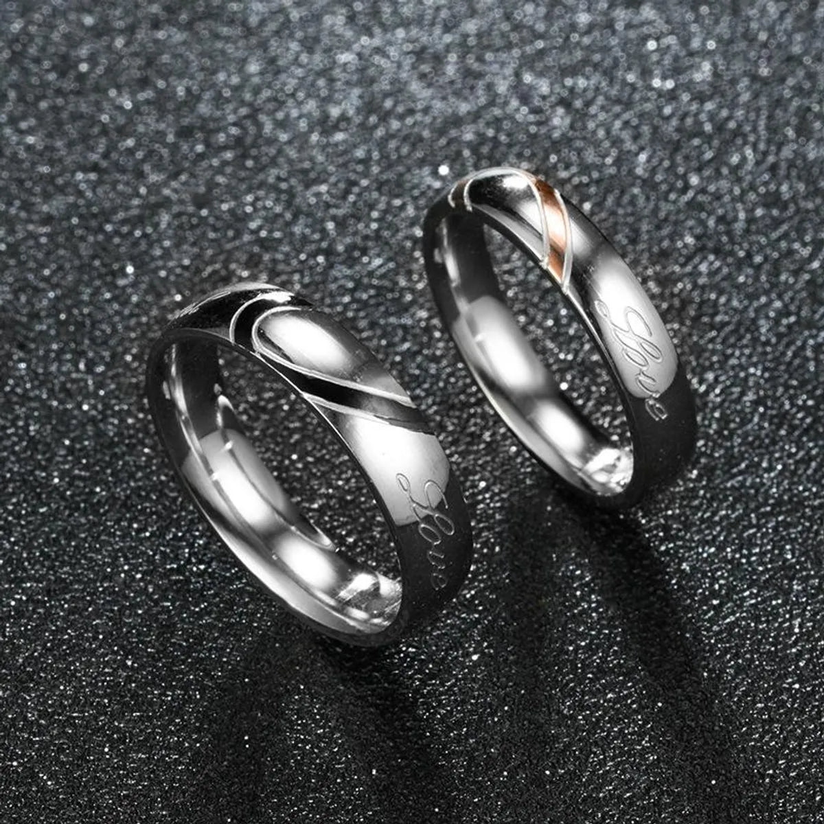 Couple Heart Shaped Stainless Steel Rings Tp190418118103