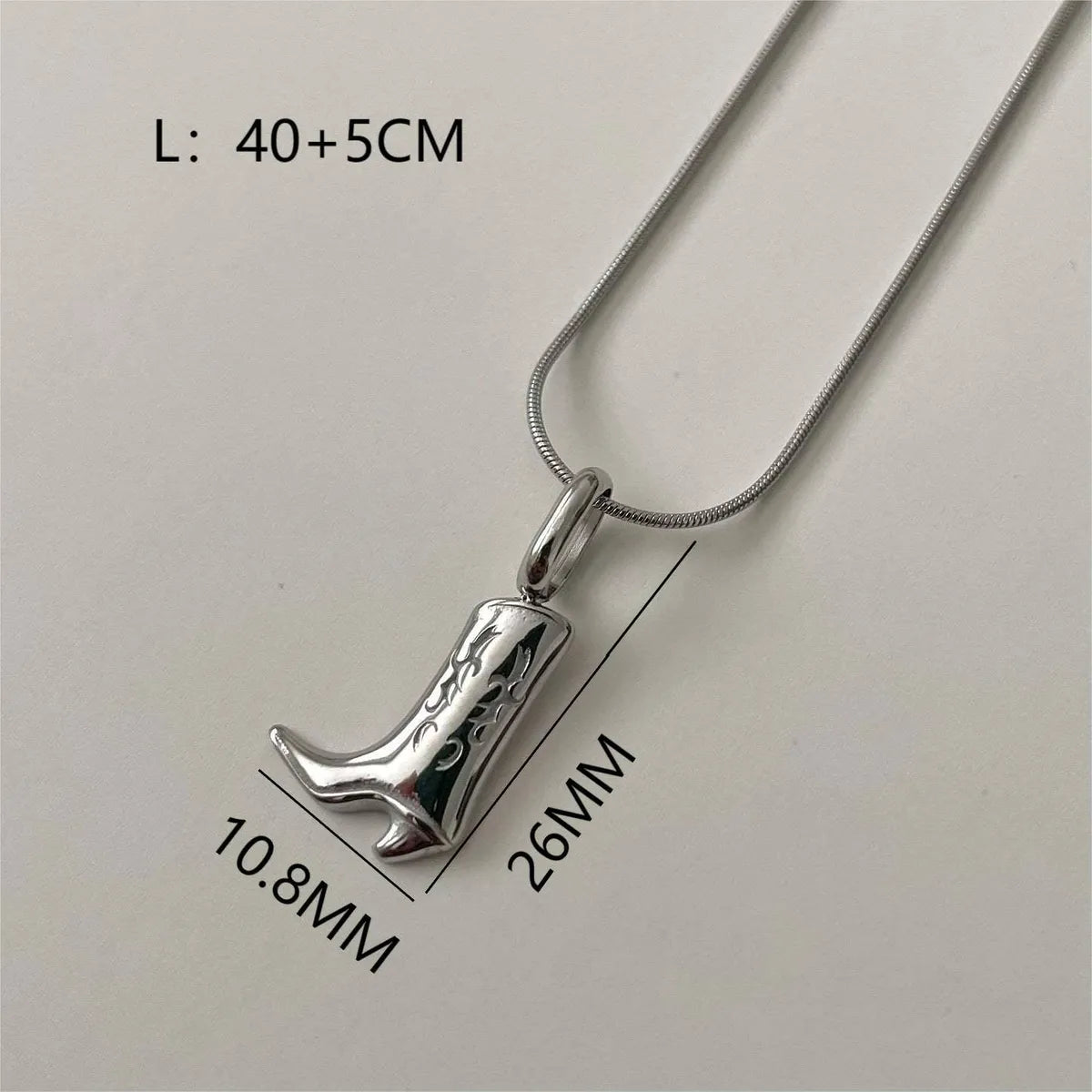 Cowboy Style Boots Titanium Steel Plating 18k Gold Plated Pendant Necklace