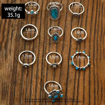 Cowboy Style Cactus Alloy Inlay Turquoise Women's Rings