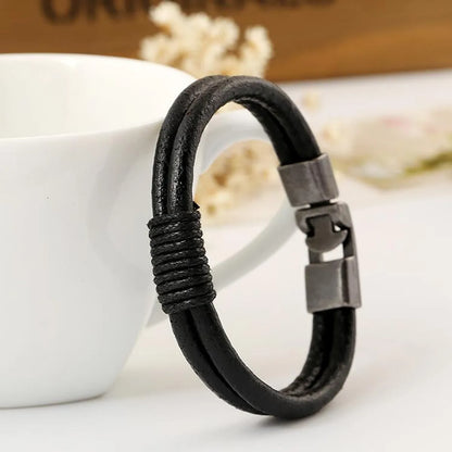 Cowhide Leather Bracelet Men'S Accessories Leather Woven Handmade Leather Men